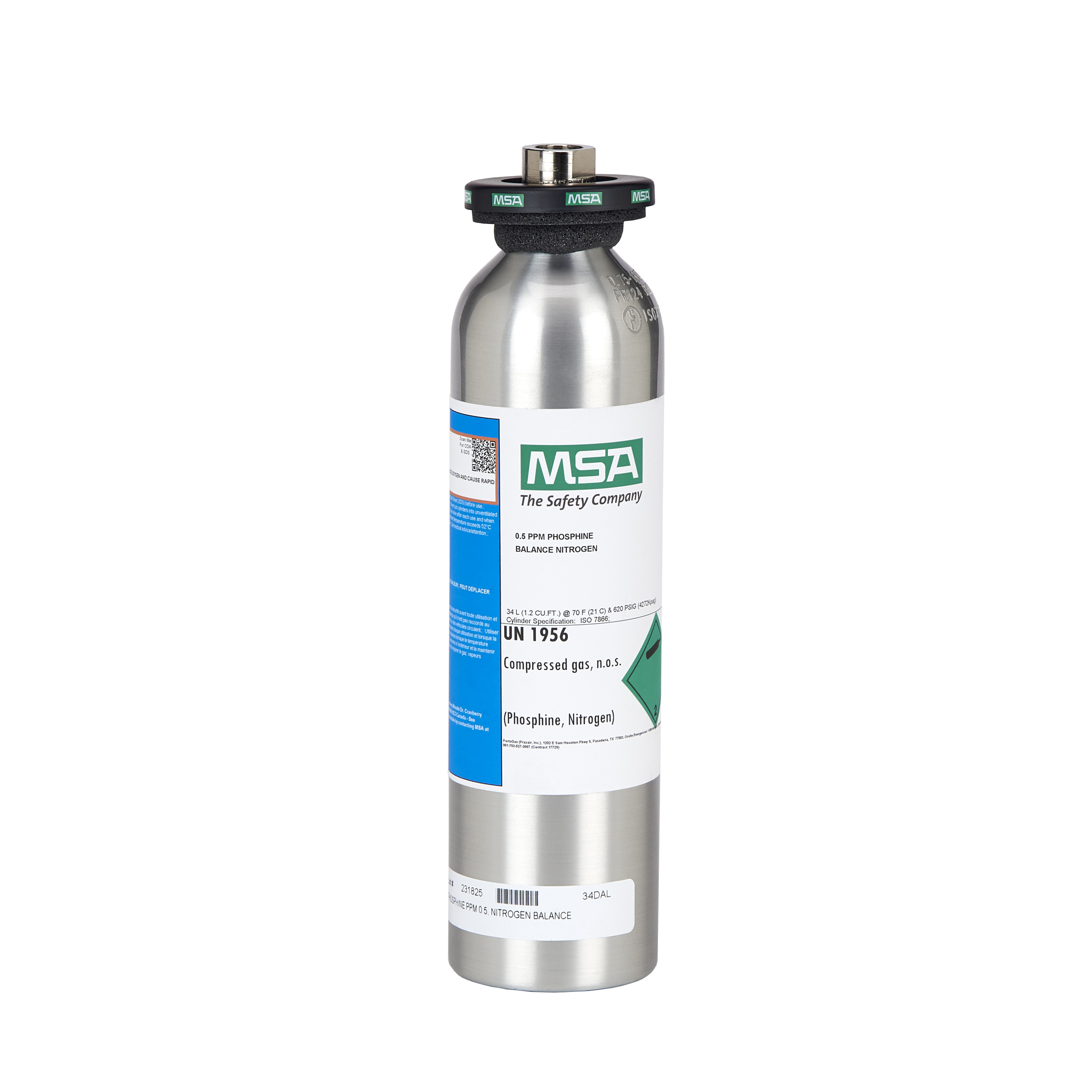 Calibration Cylinder, Gas, 34 L, (PH3)-0.5 PPM